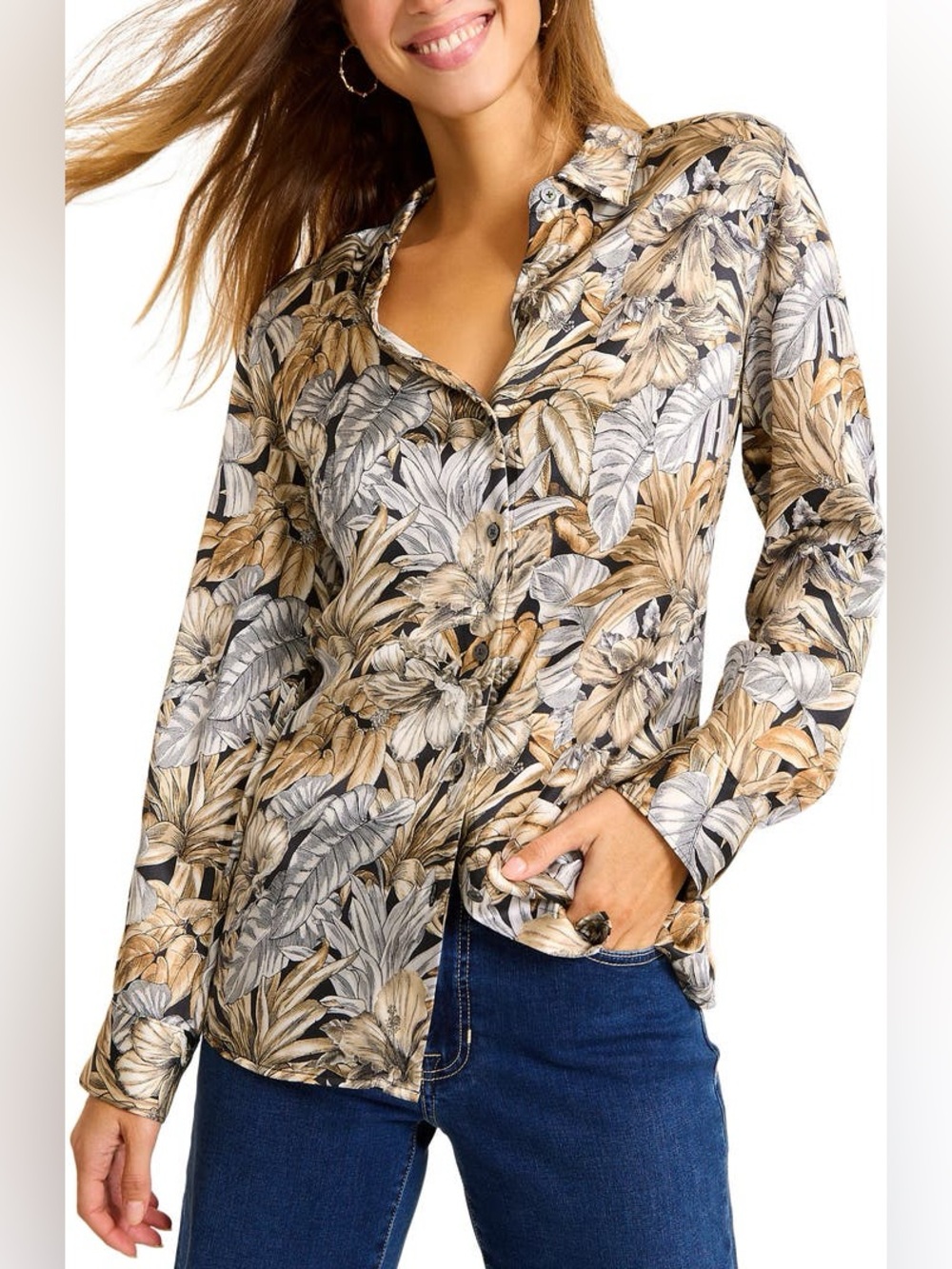 Tommy Bahama Grand Canal Floral Button-Up Silk Shirt L